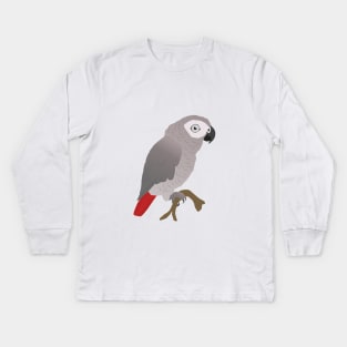 Cute African grey parrot vector Kids Long Sleeve T-Shirt